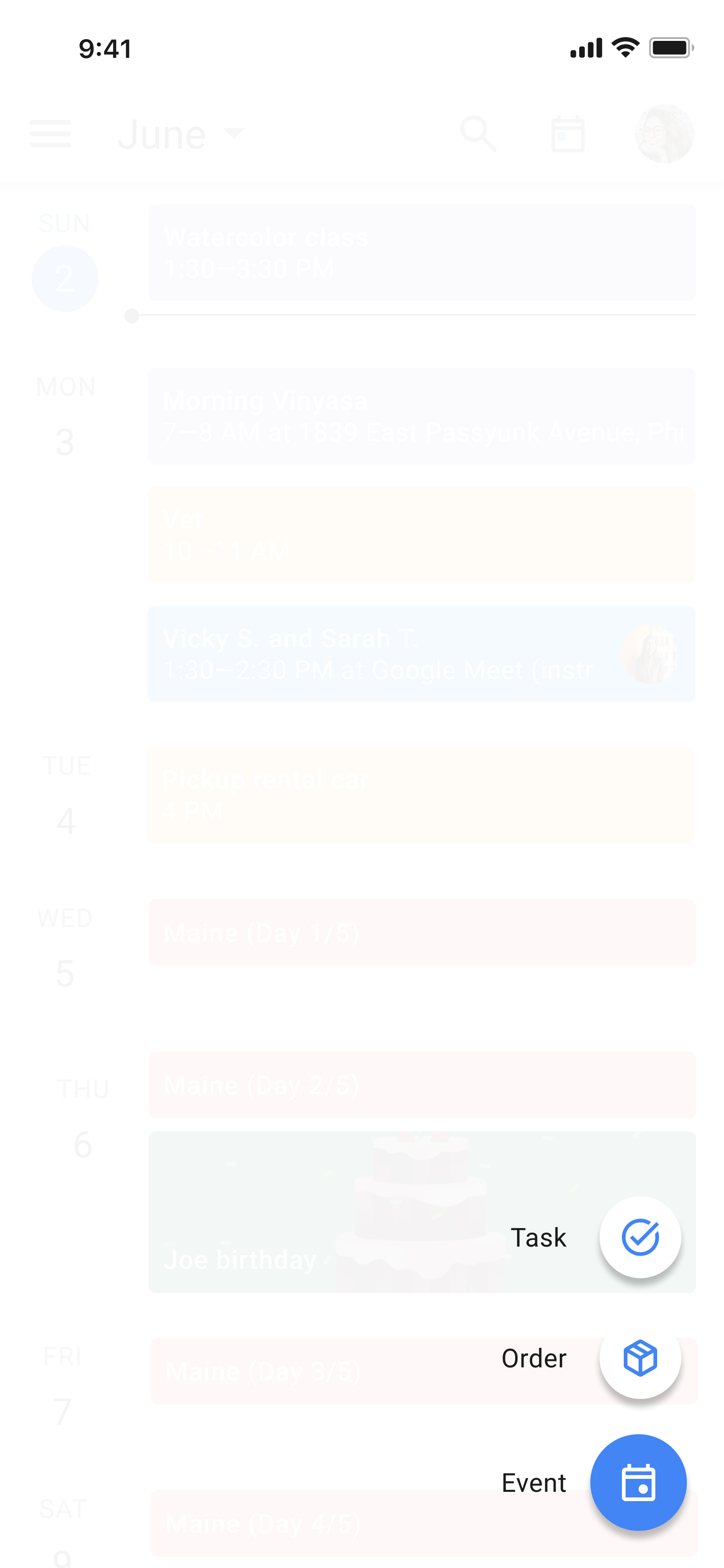 A user interface with a small corner menu.