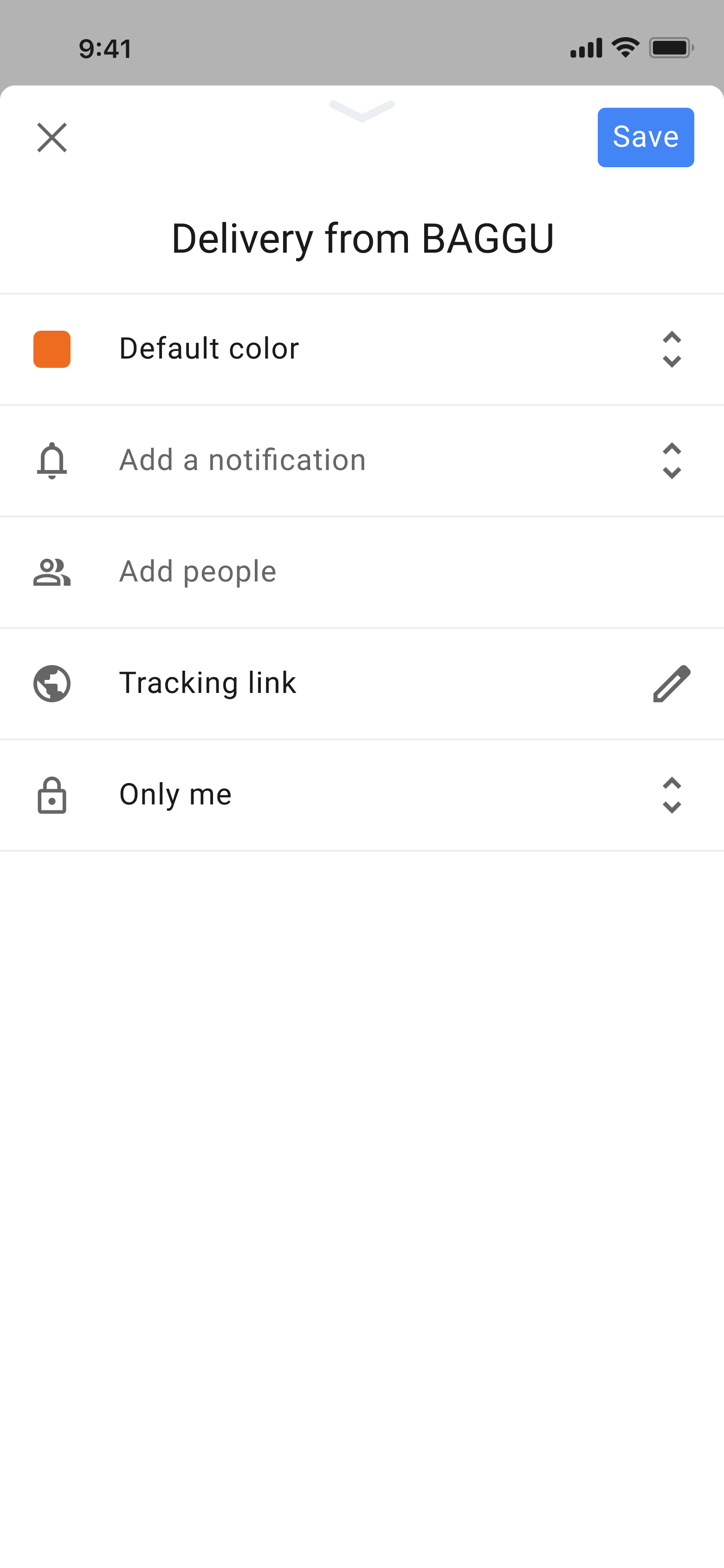 A high-fidelity design for a user interface to create an event.