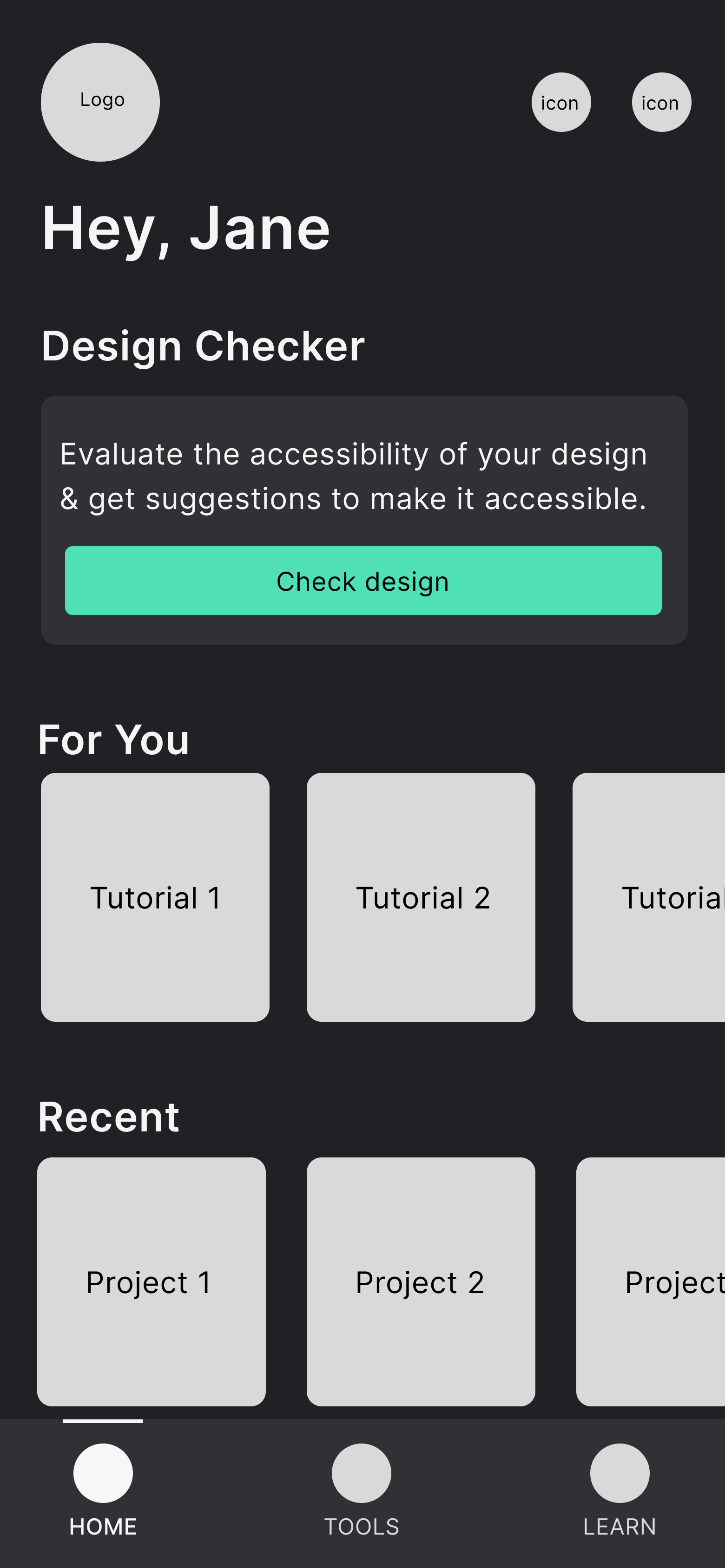 A wireframe highlighting the actual user interaction.