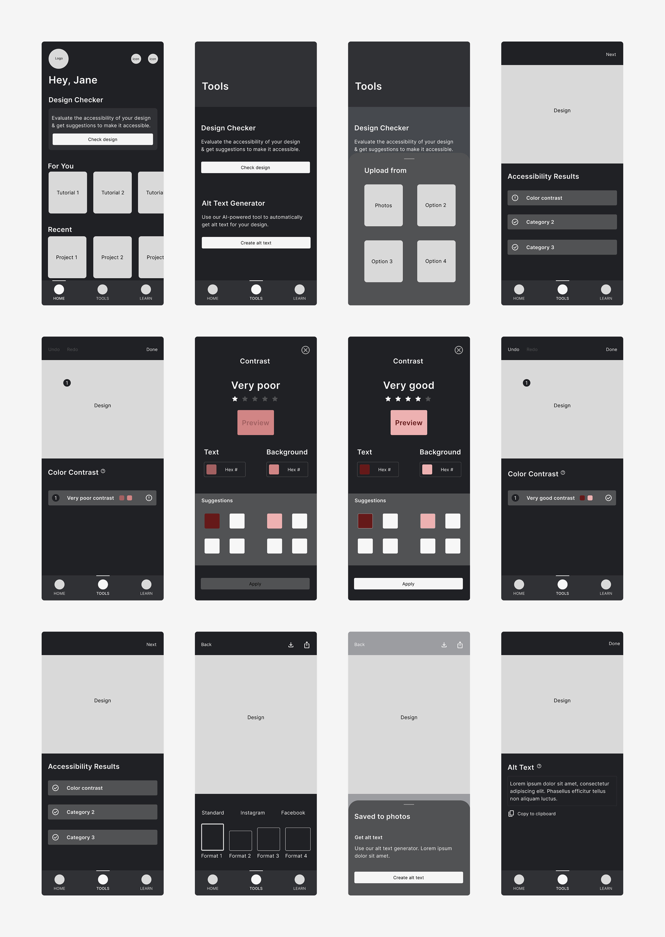 Medium fidelity mockups for Opal.