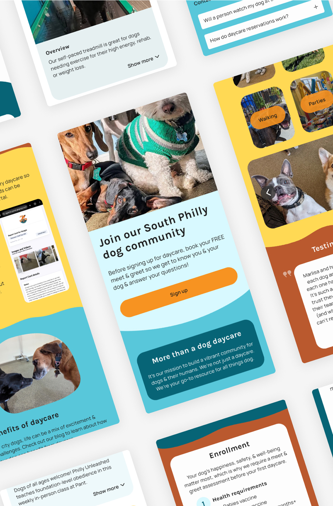 Several screens from Pant's new website.