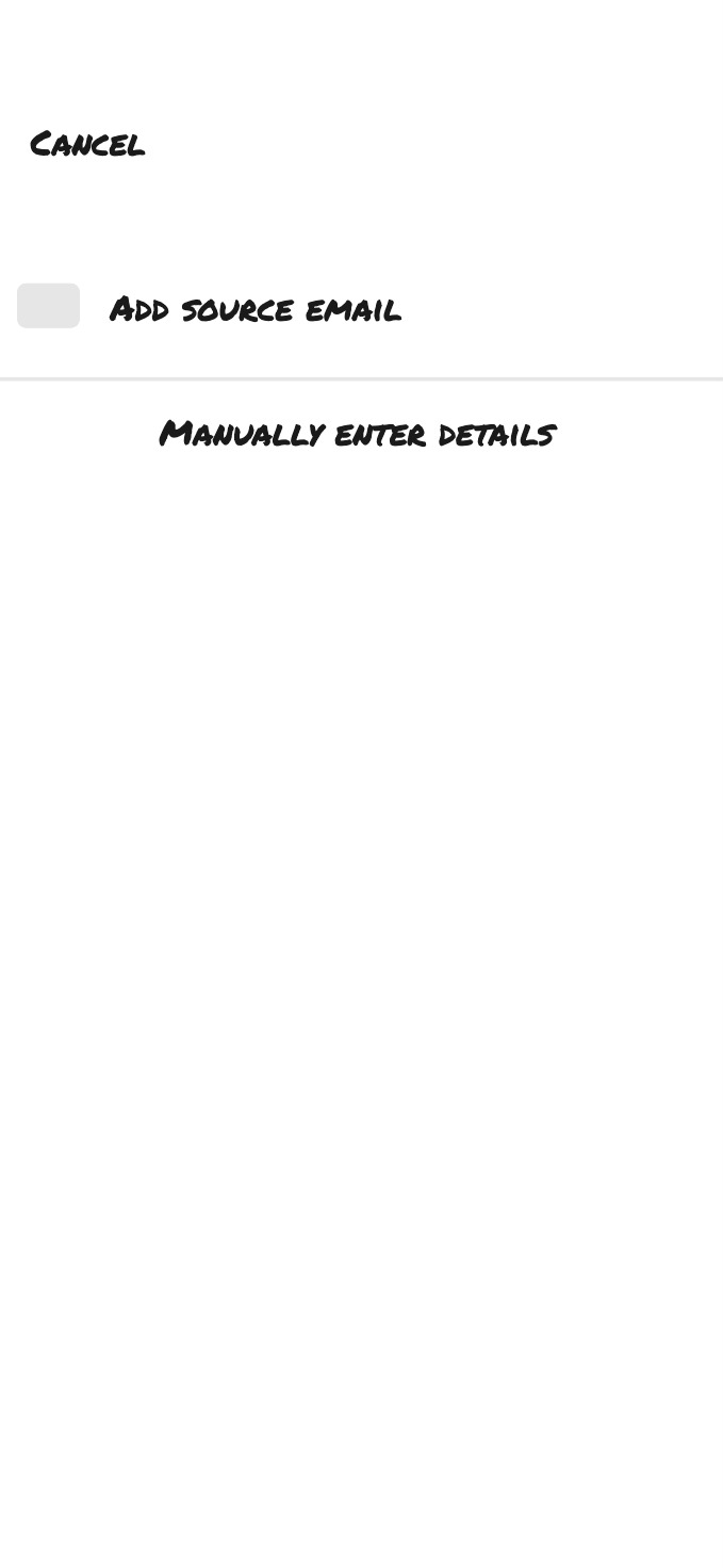 A sketch of a user interface to create an event from an email.